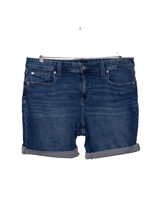 GAP Pants - Gap Denim Womens 9" Bermuda Shorts Size 18/34 Dark Wash Cotton Blend Roll Cuff